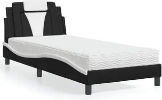 vidaXL Cama Viana Con Colch&oacute;n Cuero Sint&eacute;tico Negro Y Blanco 80x200 Cm Vidaxl
