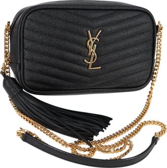 Saint Laurent Lou Camera Bag Leather Black Leather Bag (Pre-Owned)