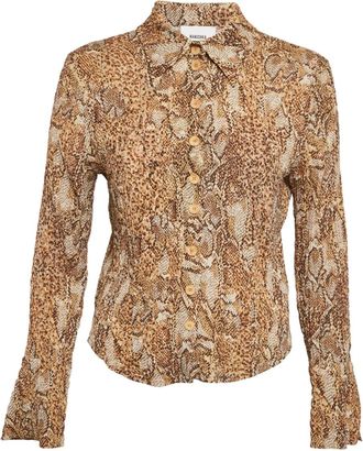 Nanushka Crêpe blouse met slangenhuidprint - Bruin