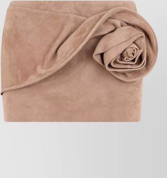 Magda Butrym suede mini skirt draped flower detail