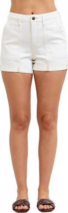 Judy Blue Aurora Weekender Short Double Rolled Cuff In White