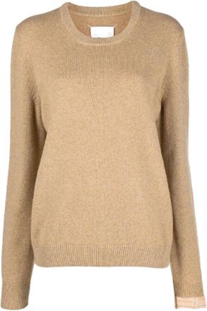 Maison Margiela Wollen Kasjmier Pullover - Dames - Ronde hals truien - Bruin - M - Wol - Truien & Vesten