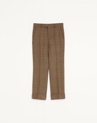 Valentino Valentino Wool Trousers with Glen Plaid Pattern and Turn-ups