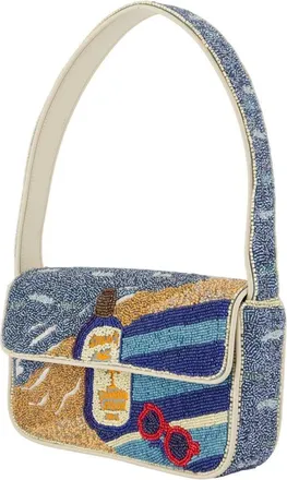 Staud Womens Beaded Shoulder Bag Multicolor Synthetic