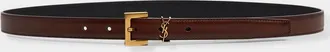 Saint Laurent Cassandre Thin Leather Belt