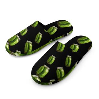 Generic Pickle Can Mens Cozy Memory Foam Slippers Warm Cotton House Shoes Comfy Slipper for Indoor Outdoor