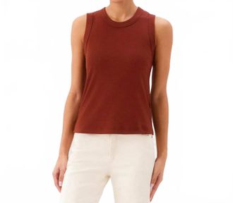 Karen Kane Ribbed Crewneck Tank In Chocolate