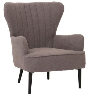 Hhg [nunca Usado] Sill&oacute;n Hhg-067, Sill&oacute;n De C&oacute;ctel/sill&oacute;n Orejero Tapizado Sill&oacute;n Retro Vintage Tejido Boucl&eacute; (600g/m&sup2;) Oeko-tex, Gris Claro