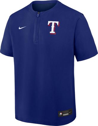Nike Texas Rangers Authentic Collection Nike Mens Dri-FIT MLB 1/4-Zip Short-Sleeve Windshirt in Blue | 04HF0EXFTER-Q9T