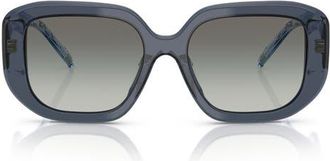 Tory Burch 54mm Irregular Sunglasses in Transparent Blue /Grey at Nordstrom