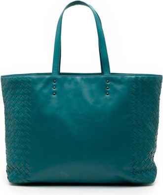 Bottega Veneta Blue Leather Handbag Tote Bag (Pre-Owned)