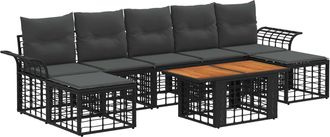 vidaXL Conjunto De Sof&aacute;s De Jard&iacute;n 8 Uds. Negro Y Gris Oscuro Vidaxl