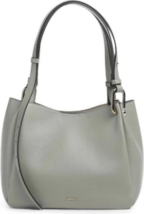 Furla Schoudertas van Gekorreld Leer - Dames - Schoudertassen - Grijs - ONE Size - Leer - Tassen