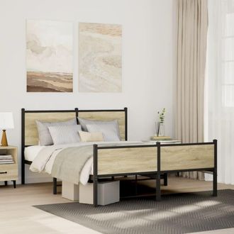 Berkfield Home Metal Bed Frame without Mattress Sonoma Oak 140x200 cm in Brown