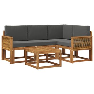 vidaXL Conjunto De Sof&aacute;s De Exterior 5 Pcs Natural Y Antracita Vidaxl