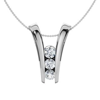 Pompeii3 1/2Ct Three Stone Diamond Pendant Gold Womens 18 Necklace Lab Grown