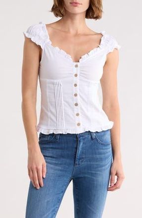 Blu Pepper Cap Sleeve Button Top in White at Nordstrom Rack, Size Medium