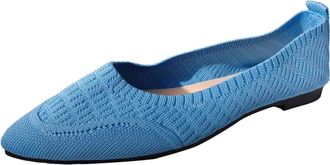Generic Women Slip On Loafers Breathable Mesh Pointed Toe Flat Comfortable Daily Walking Lightweight Soft Sole Casual Footwear (Sky Blue, 5.5)