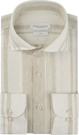 Profuomo Heren, Overhemden, Beige, Maat: S