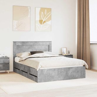 vidaXL Estructura De Cama Gris Concreto 160 X 200 Cm Madera Ingenieril Vidaxl