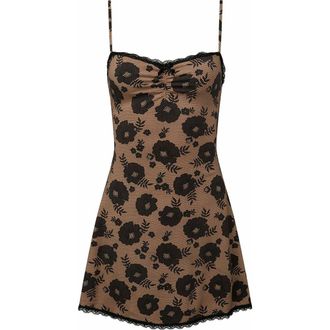 WeWoreWhat Lace Trim Slip Dress in Nude/black at Nordstrom, Size Medium