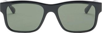 Gucci Rechthoekige Zonnebril - Heren - Zonnebrillen - Zwart - ONE Size - Leer - Accessoires