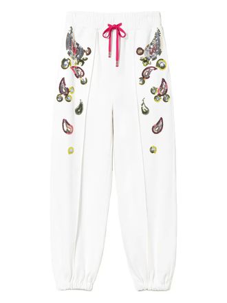 Twin-Set paisley-sequin track pants - women - Cotton - S - White