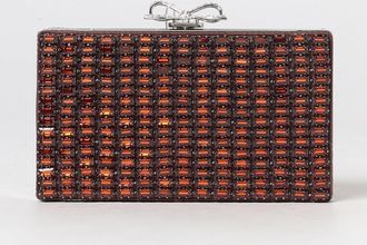 Self Portrait Mini bag a mano in raso con ricamo di cristalli e strass