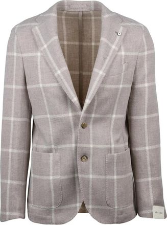 L.B.M. 1911 Unlined Grey Virgin Wool Blazer with Rounded Silhouette