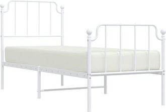 vidaXL Vidaxl - Estructura Cama Sin Colch&oacute;n Con Estribo Metal Blanco 75x190 Cm