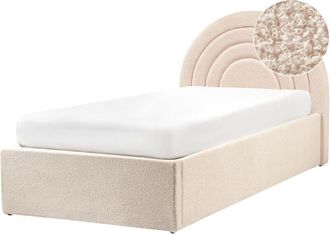 Beliani Kids Ottoman Bed Boucle ANET 90 x 200 cm (EU Single) Beige