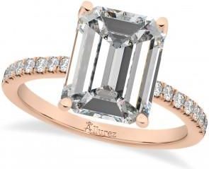 Allurez Diamond Emerald-Set Engagement Ring 18k Rose Gold (3.36ct)
