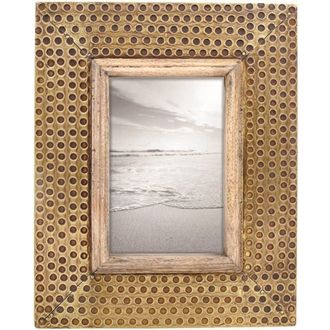 Foreside Home And Garden 4 x 6 inch Decorative Distressed Hammered Brass Metal Picture Frame in Gold at Nordstrom, Size Medium