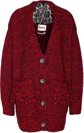 Essentiel Cardigan con inserti in pizzo - Rosso