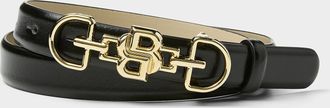 BOSS Womens Iconic buckle narrow leather belt