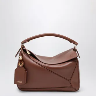 Loewe Small Puzzle Featherlight bag in gold nappa leather