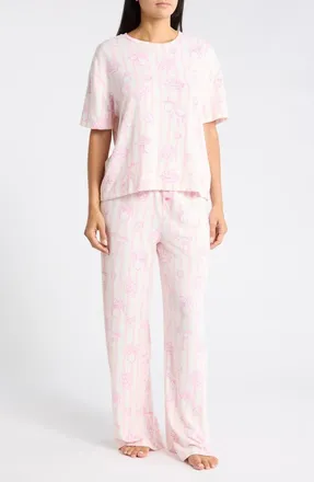 PJ Salvage Print Relaxed Fit Pajamas in Blush at Nordstrom Rack, Size X-Small