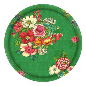 Vent de Boh&egrave;me Bandeja de madera estampada floral verde &Oslash;46cm