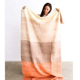 Studio Variously Chestnut Orange Cream Brown Color Block Handwoven Soft Merino Throw in Brown/orange at Nordstrom