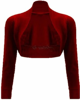 Generic LADIES LONG SLEEVE PLUS SIZE BOLERO SHRUG TOP WOMENS OPEN CARDIGAN TOP SIZE 8-26 (UK Size XL/XXL 20-22, wine)