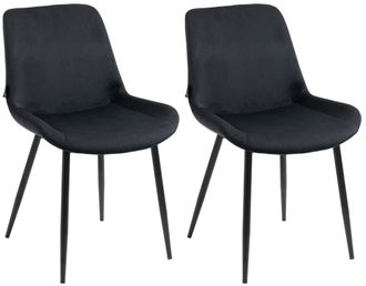Clp Clp - Set De 2 Sillas De Comedor Victoria En Terciopelo Negro