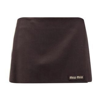 Miu Miu Mohair Blend Mini Rok - Dames - Korte rokken - Bruin - S - Wol - Rokken