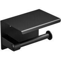 OEM Soporte Adhesivo Para Papel Higi&eacute;nico Para Ba&ntilde;o, Con Estante Para Tel&eacute;fono, De Acero Inoxidable 304, Para Montaje En Pared, Color Negro - Crezuo