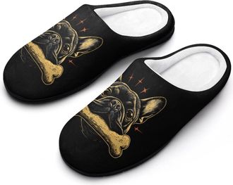 Generic Bulldog Bone Mens Slippers Comfortable And Non-slip Cotton Slipper Shoe for House