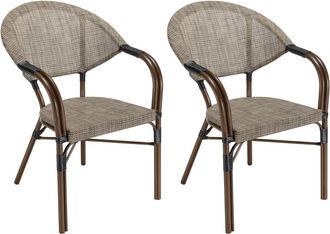 Macabane Lote de 2 sillas de jard&iacute;n de acero textilene color topo