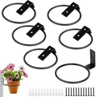OEM Juego De 6 Soportes De Pared Para Plantas, Aptos Para Uso Interior Y Exterior, Fabricados En Metal Negro Plegable, Para Macetas Con Un Di&aacute;metro De 10 