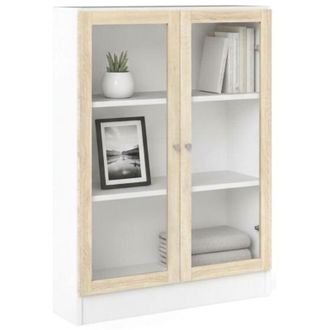 Dmora Dmora - Libreria Aline, Scaffale da ufficio, Mobile portalibri, Biblioteca, 79x28 h107 cm, Bianco e Quercia