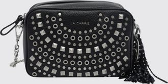 La Carrie Embroidered Polyurethane Camera Bag with Studs and Removable Strap