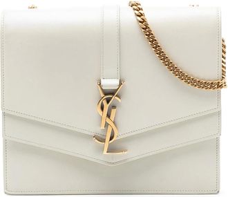 Saint Laurent Pre-owned Shoulder Bags, female, White, Size: ONE SIZE Pre-owned Vintage Leather Chain Shoulder Bag
