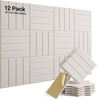 Angel Cerd&aacute; Paneles Autoadhesivos De Aislamiento Ac&uacute;stico - Paquete De 12 Unidades (30x30 Cm) - Aptos Para Paredes, Techos Y Oficinas - Espuma Fonoabsorbente Para